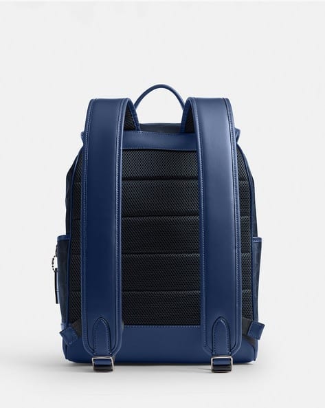 Buy Coach League Flap Mixed Signature Canvas Backpack | Blue Color