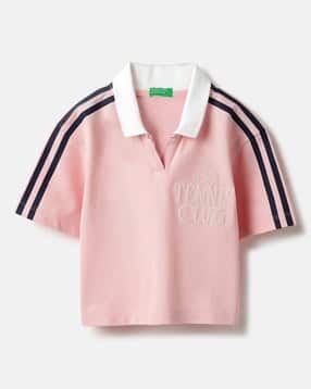 united colors of benetton Girls Embroidered Regular Fit Pique Seamseal Cropped Polo T-Shirt-picture-38