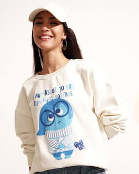 super store by tokyo talkies Inside Out - Tokyo Talkies Disney Inside Out Women White Printed Oversized Sweatshirt-picture-14