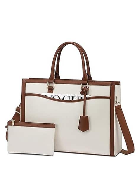 Lychee Bags Women Laptop Handbag with Detachable Strap & Wristlet