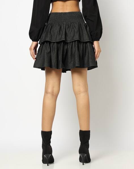 スカート airy tiered skirt mini black TR34922 THEREDTHREAD】airy