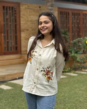 Pure Cotton Hand Embroidered Shirt Style Top-image-21