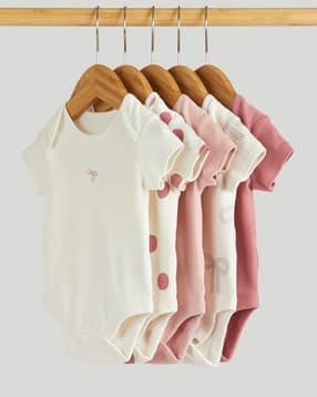 mothercare Girls Printed Short Sleeve Bodysuit - Pack of 5-picture-37