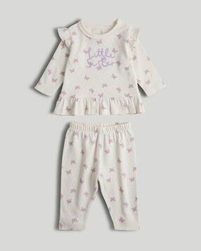 mothercare Girls Printed Full Sleeve 2-Piece T-Shirt and Pyjama Set-picture-51