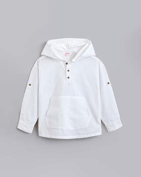 Boys Oversized Fit Hooded Shirt with Kangaroo Pocket-image-48