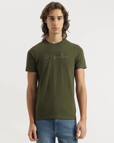 UNITED COLORS OF BENETTON Men Brand Applique Regular Fit Crew-Neck T-Shirt