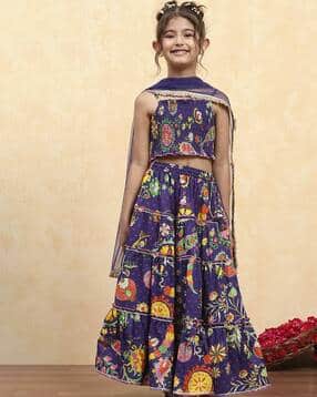 biba Girls Square-Neck Lehenga Strappy Choli with Dupatta-picture-49