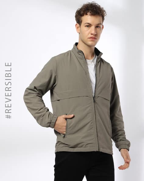 泥酔倶楽部 Reversible  jacket Grey L Buy DNMX Men Regular Fit Reversible Jacket Online | Ajio.com
