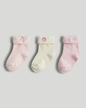 mothercare Girls Hosiery Printed Socks - Pack of 3-picture-34