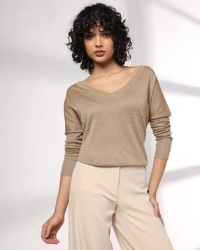 Women Regular Fit V-Neck Sweater-image-14