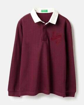 Boys Embroidered Regular Fit Polo T-Shirt-image-33