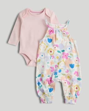 mothercare Girls Varsity Bloom Bodysuit and Dungaree Set-picture-12