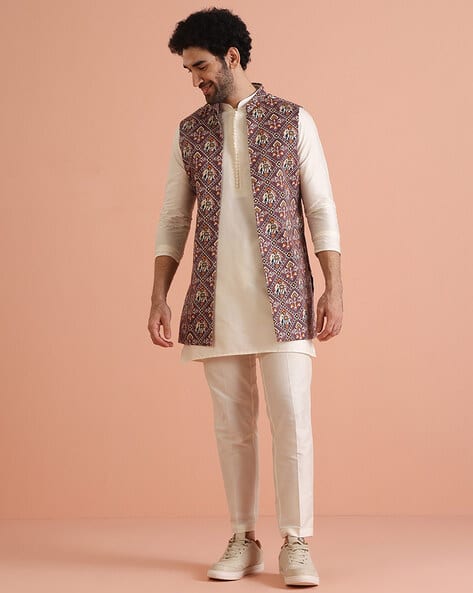 Buy Purple 2-Piece Ethnic Suit for Men by KISAH Online
