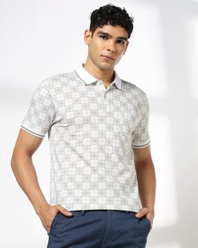 Men Printed Slim Fit Polo T-Shirt