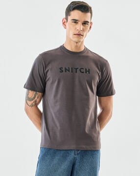 snitch Men Typographic Print Crew-Neck T-Shirt-picture-51