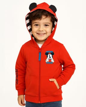 nauti nati Boys Mickey Mouse Print Regular Fit Hoodie -picture-47