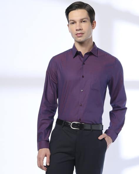 JOHN PLAYERS Men Patterned Slim Fit Shirt with Patch Pocket