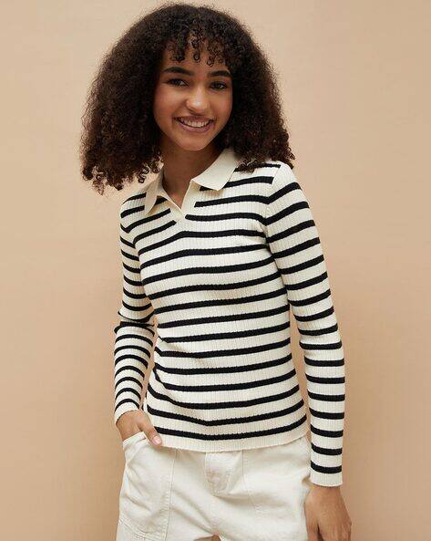 Fame forever by lifestyle Women Striped Regular Fit Top