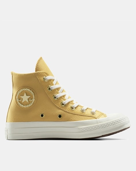 CONVERSE Unisex Chuck 70 Gold High-Top Polyester Canvas Sneakers