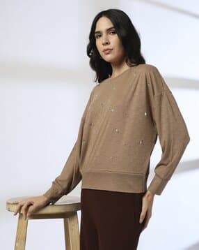 Women Embellished Oversized Sweatshirt-image-47