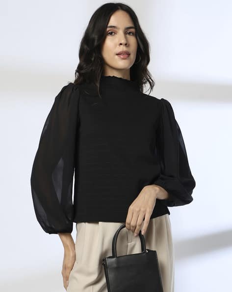 8YARDS Women’s CB MockNeck | Off Black Buy Fig Women Mock-Neck Relaxed Fit S Online | Ajio.com
