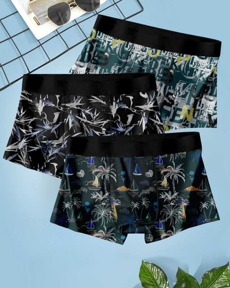 FIXOCRA Men Pack of 3 Printed Trunks