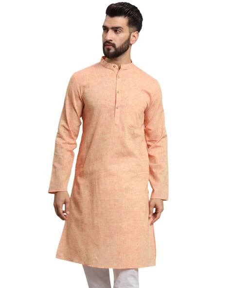 LATEST CHIKAN Men Regular Fit Kurta with Mandarin-Collar