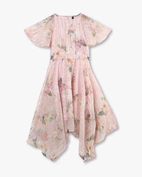 rio girls Girls Embellished A-Line Dress with Asymmetrical Hem-picture-37