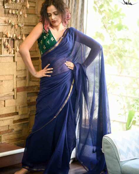 SVARAA Women Saree with Contrast Zari Border