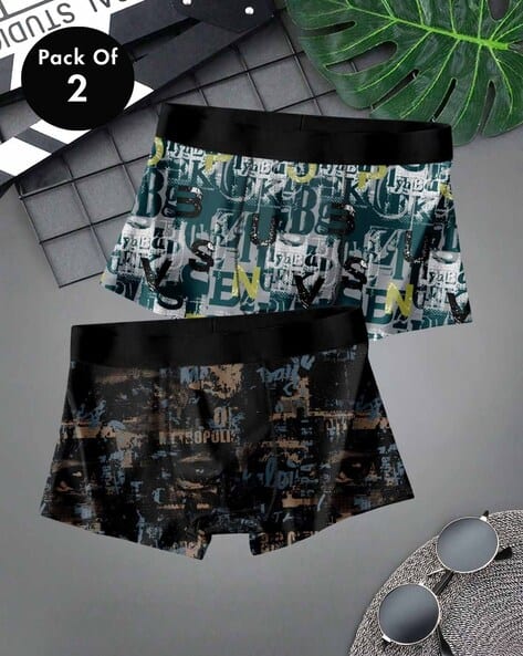 FIXOCRA Men Pack of 2 Printed Trunks