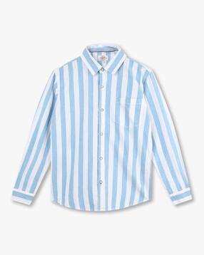 lee cooper Boys Striped Slim Fit Shirt with Patch Pocket-picture-33