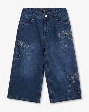 Girls Embellished Wide-Leg Jorts