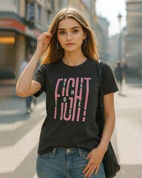 fabflee x ag Women Typographic Print Regular Fit T-Shirt-picture-26