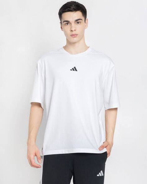 ADIDAS Logo Print Regular Fit Crew-Neck T-Shirt