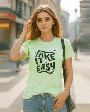 fabflee x ag Women Typographic Print Regular Fit T-Shirt-picture-12
