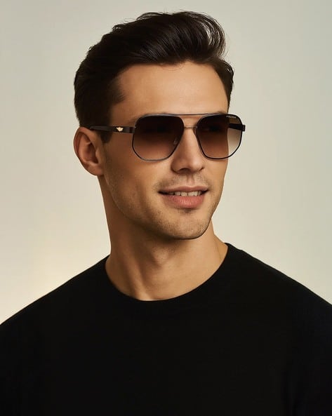 POLICE Men UV Protected Gradient Mirror Hexagonal Full-Rim Sunglasses - SPLE49K58306SG