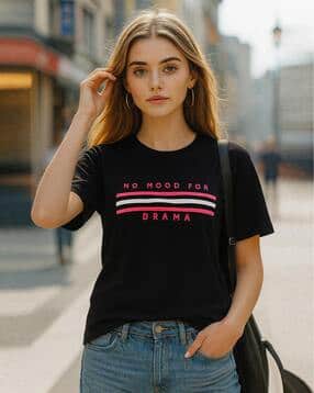 fabflee x ag Women Typographic Print Regular Fit T-Shirt-picture-18