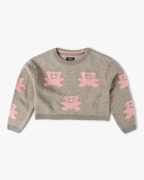 Girls Self-Design Crop Sweater-image-47
