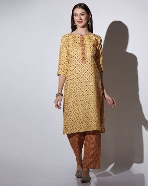Hivora Women Printed Straight Kurta with Pants & Dupatta Set