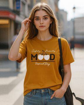 fabflee x ag Women Typographic Print Regular Fit T-Shirt-picture-46