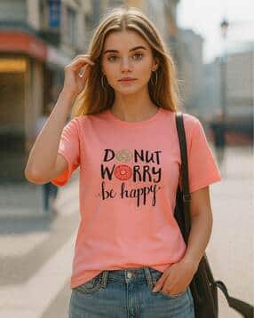 fabflee x ag Women Typographic Print Regular Fit T-Shirt-picture-12