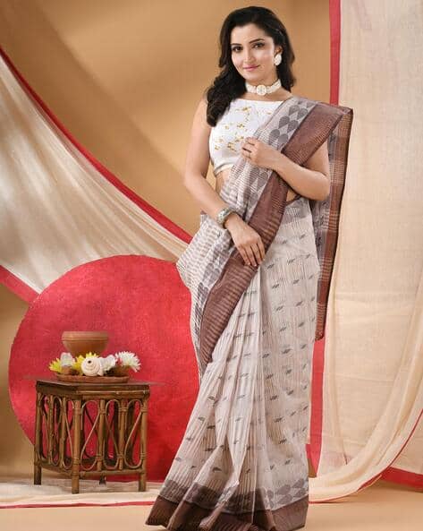 Desh Bidesh Women Tant Saree with Contrast Border