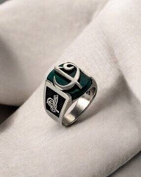 rihi Men Sterling Silver Eter Knight Arabic Letter Band Ring-picture-33