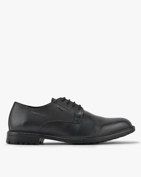 woodland Men Leather Plain-Toe Oxford Shoes-picture-16