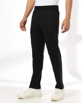 Men Straight Track Pants with Contrast Piping