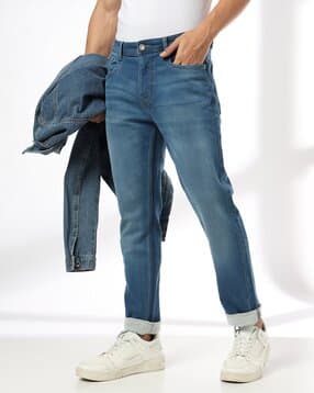 Men Lightly Washed Slim Fit Jeans