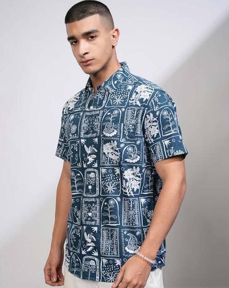 Highlander Men Printed Slim Fit Slim Fit  Regular Fit Shirt