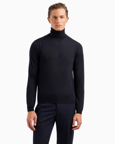 Buy GIORGIO ARMANI Cashmere Regular Fit Mock-Neck Jumper Black