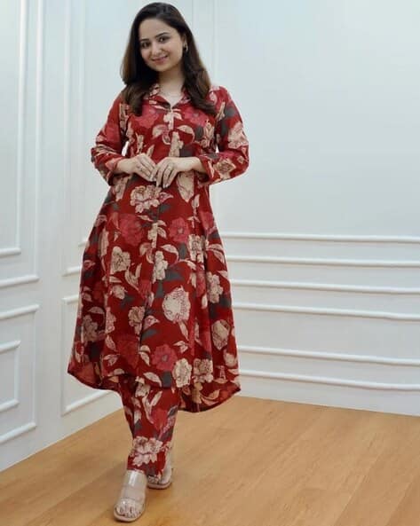 Hivora Women Floral Print Kurta & Pants Co-Ord Set