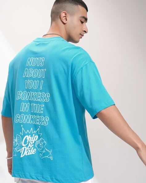 Highlander Men Typographic Print Oversized Crew-Neck T-Shirt